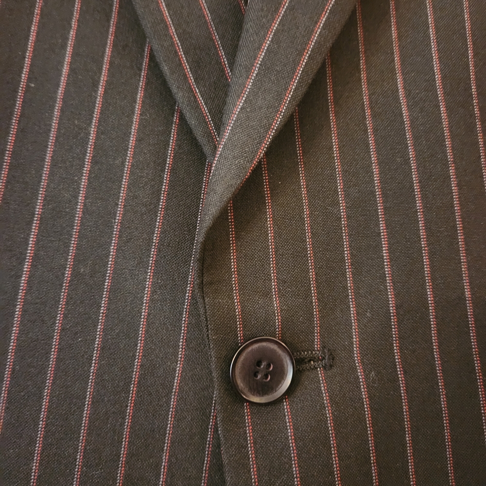 4 You Scandinavia Men's Pinstripe Blazer - Black With Red And White - Picture 4 of 13